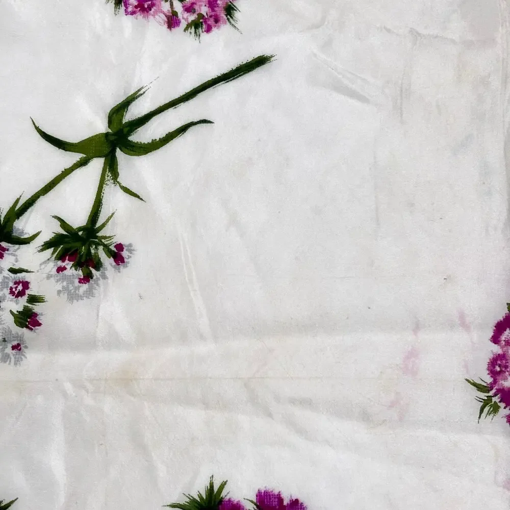 Vintage 1950s Pink Floral Silk Square Scarf Large 30